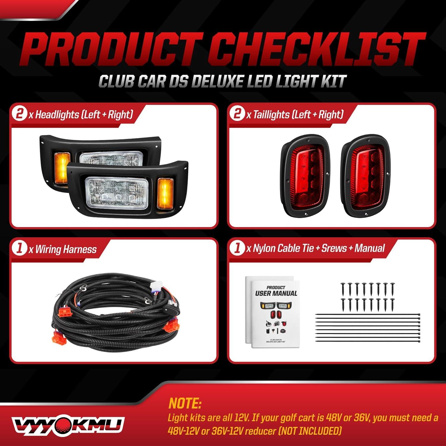 Kit de Faros y Luces Traseras LED VYYOKMU para Carrito Golf DS