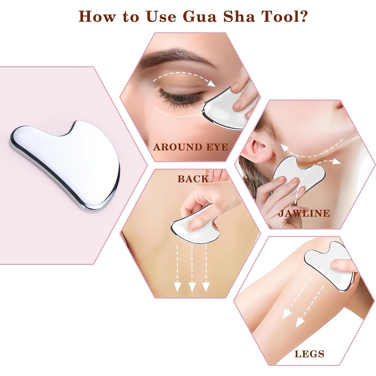 Juego de Gua Sha y Rodillo Facial Unfovi Acero Inoxidable