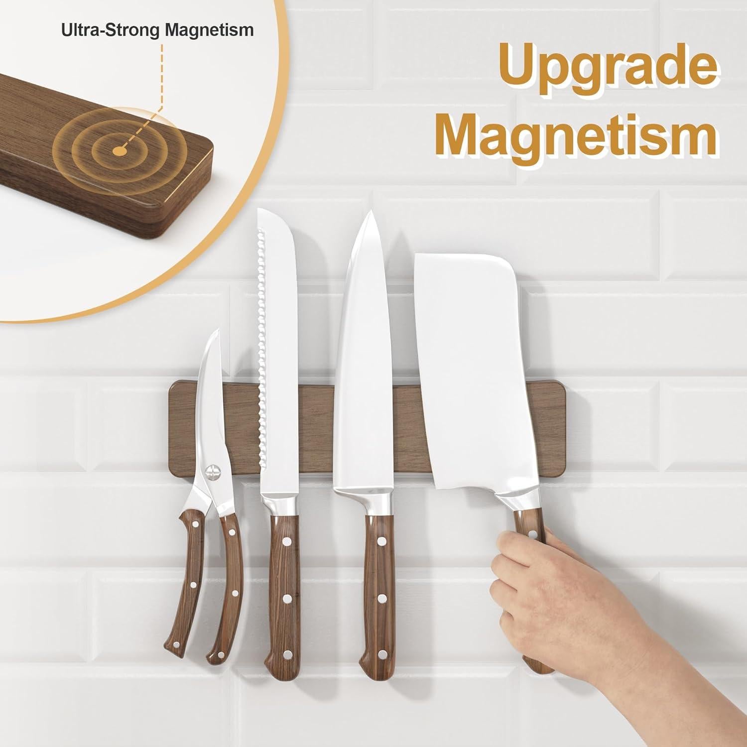 Soporte Magnético para Cuchillos 25 cm Acacia Sin Taladro