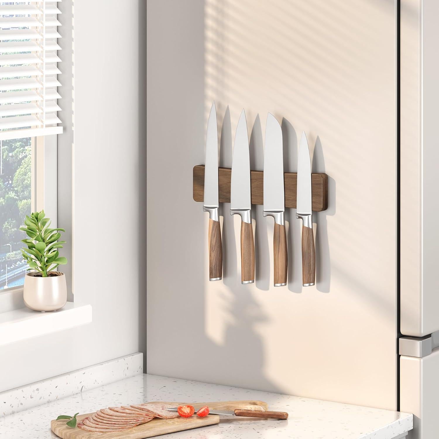 Soporte Magnético para Cuchillos 25 cm Acacia Sin Taladro