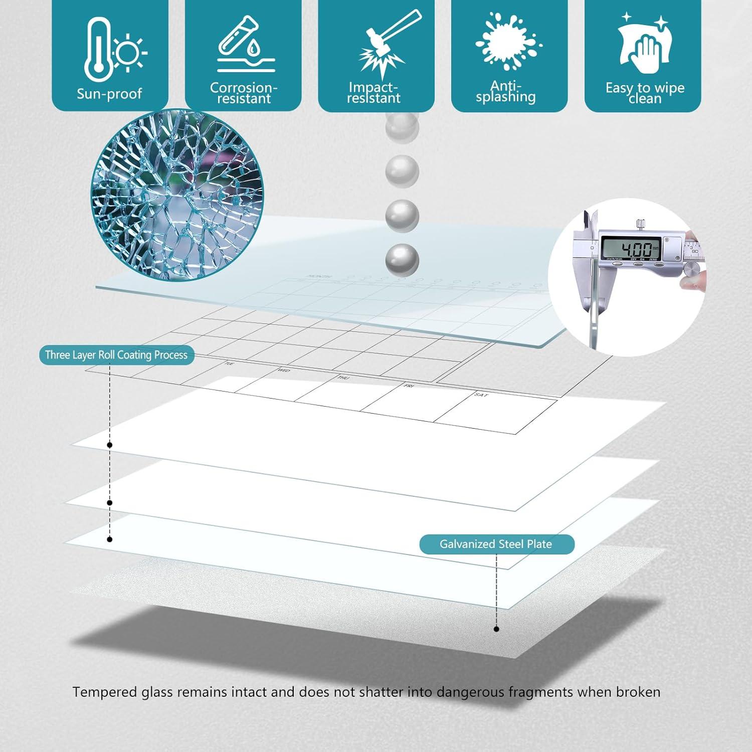 Pizarra de Vidrio Templado 61x91 cm JYYPWB Planificador Mensual