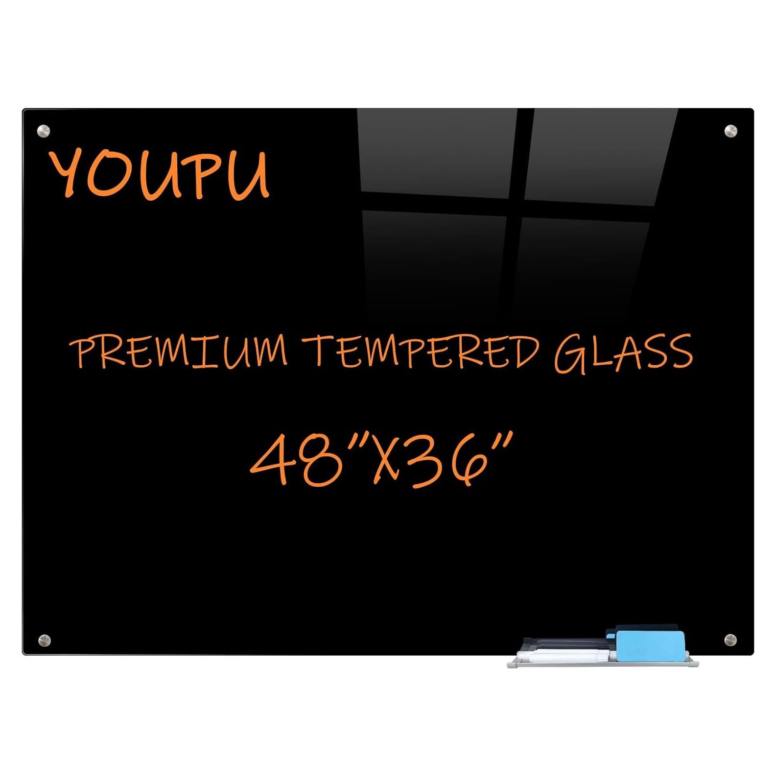 Tablero de Vidrio Magnético 122x91cm Youpuwenju Negro