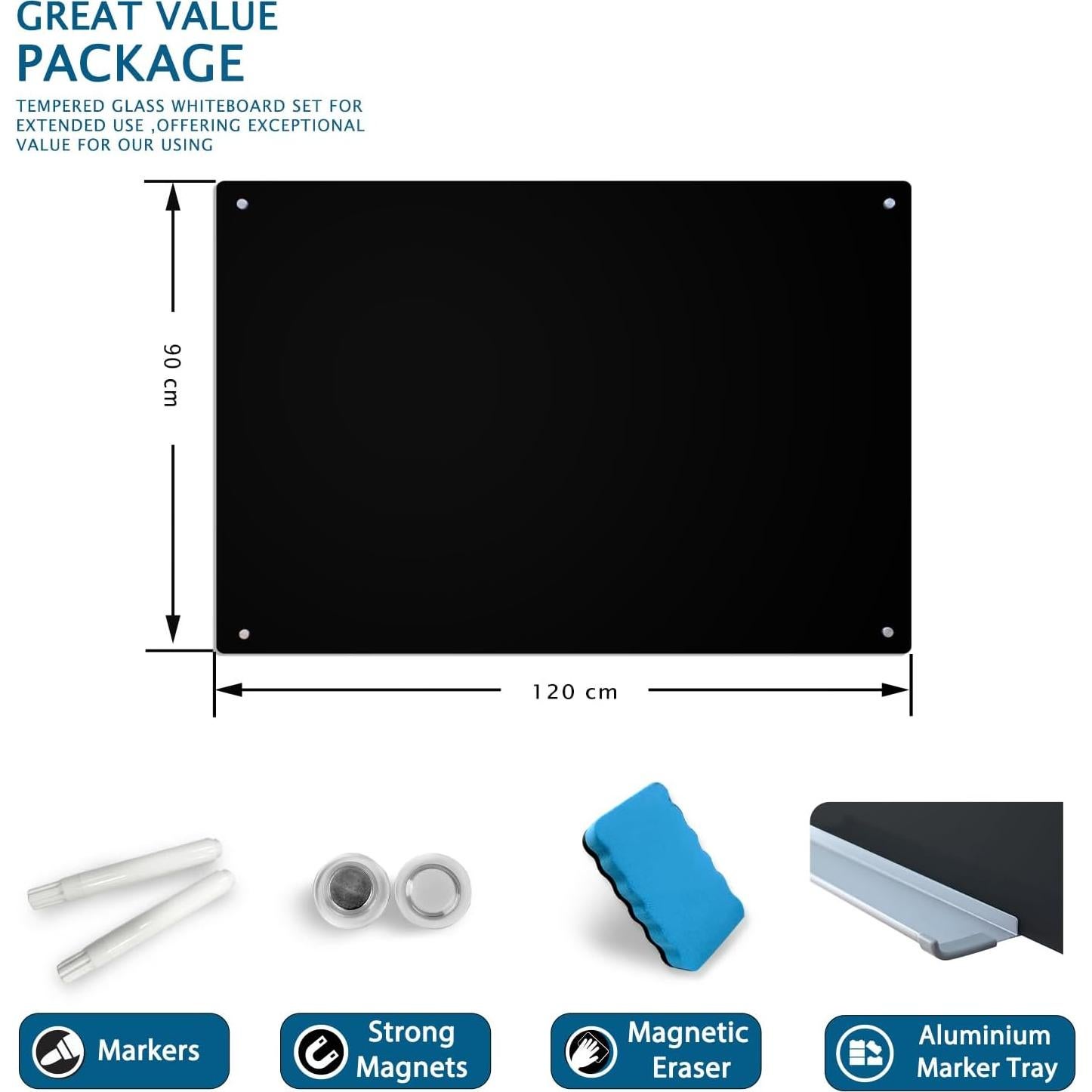 Tablero de Vidrio Magnético 122x91cm Youpuwenju Negro