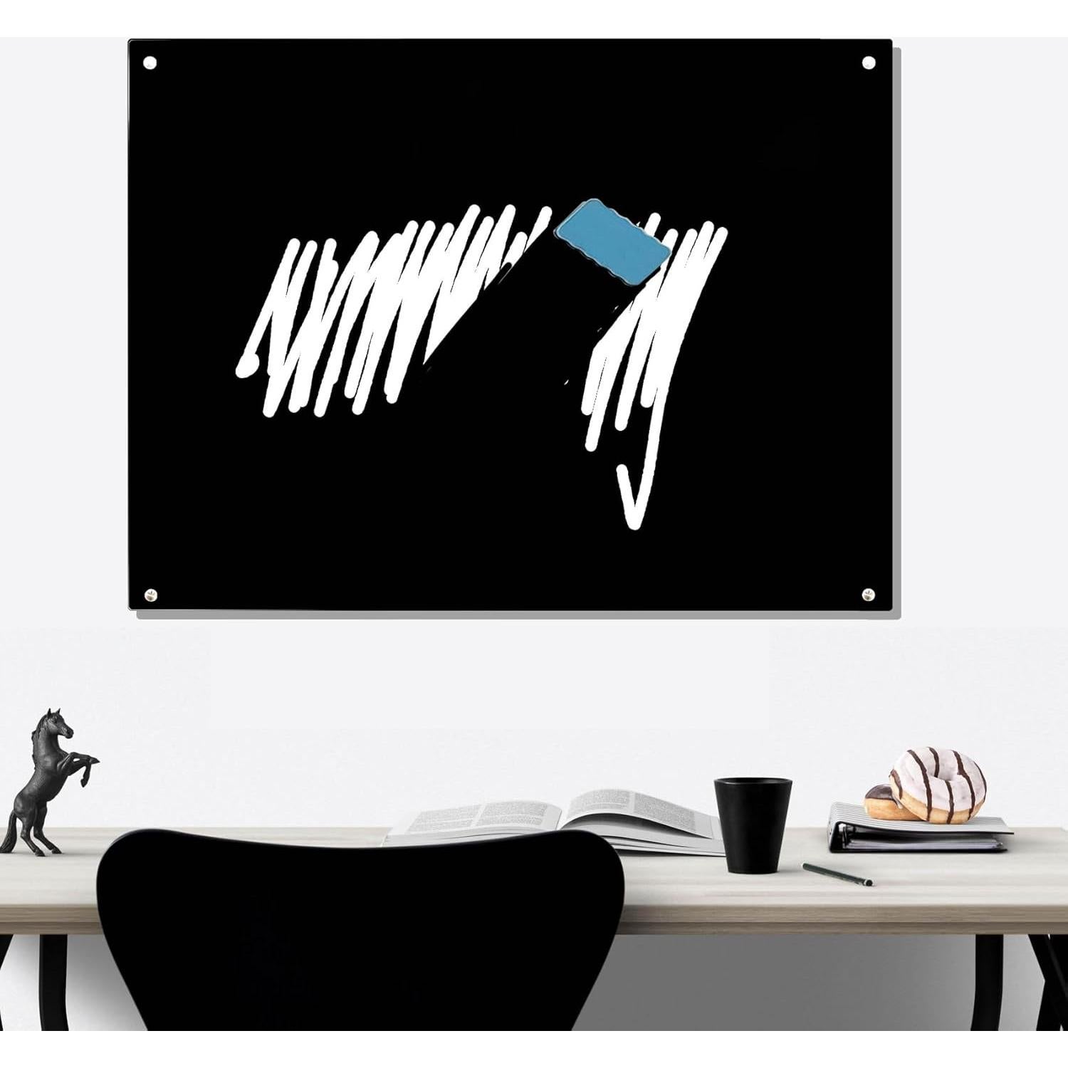 Tablero de Vidrio Magnético 122x91cm Youpuwenju Negro