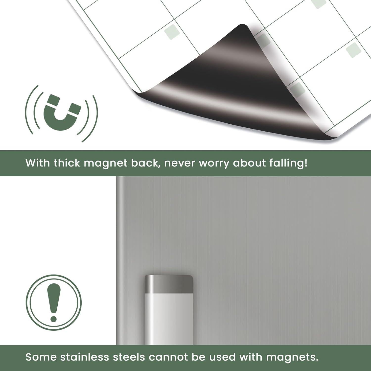 Calendario Magnético Borrable ALEZEL 33x25 cm con 4 Marcadores