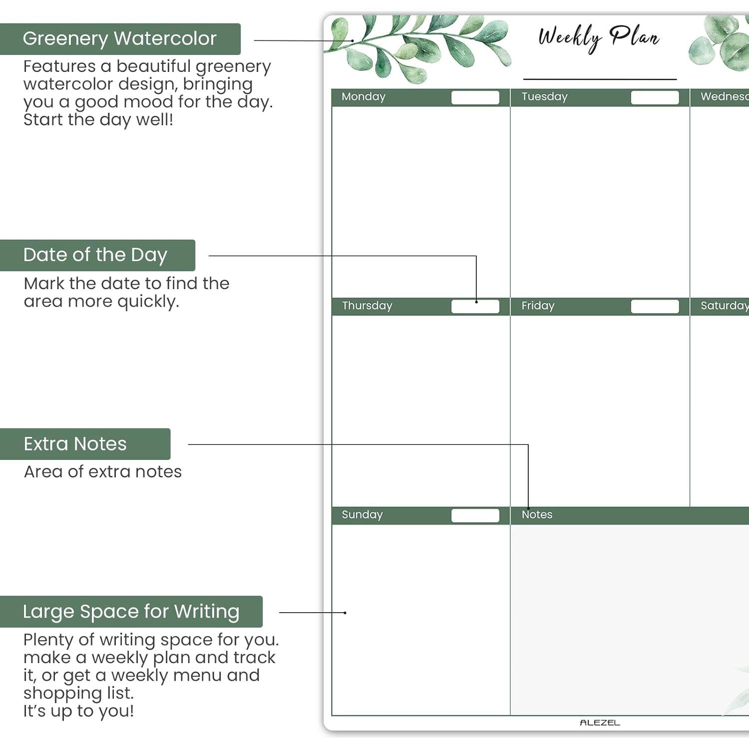 Calendario Magnético Borrable ALEZEL Verde 3 Tableros 28x37 cm