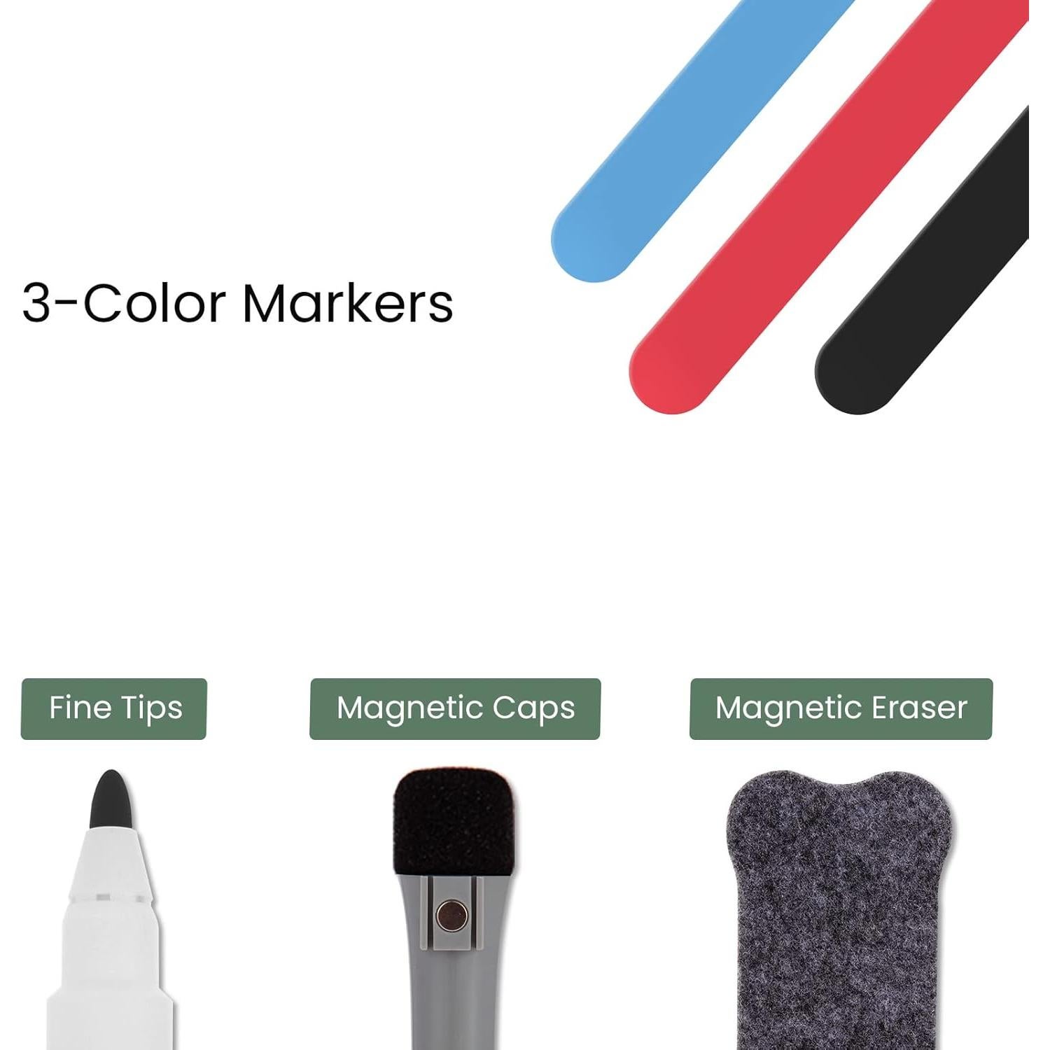 Calendario Magnético Borrable ALEZEL Verde 3 Tableros 28x37 cm