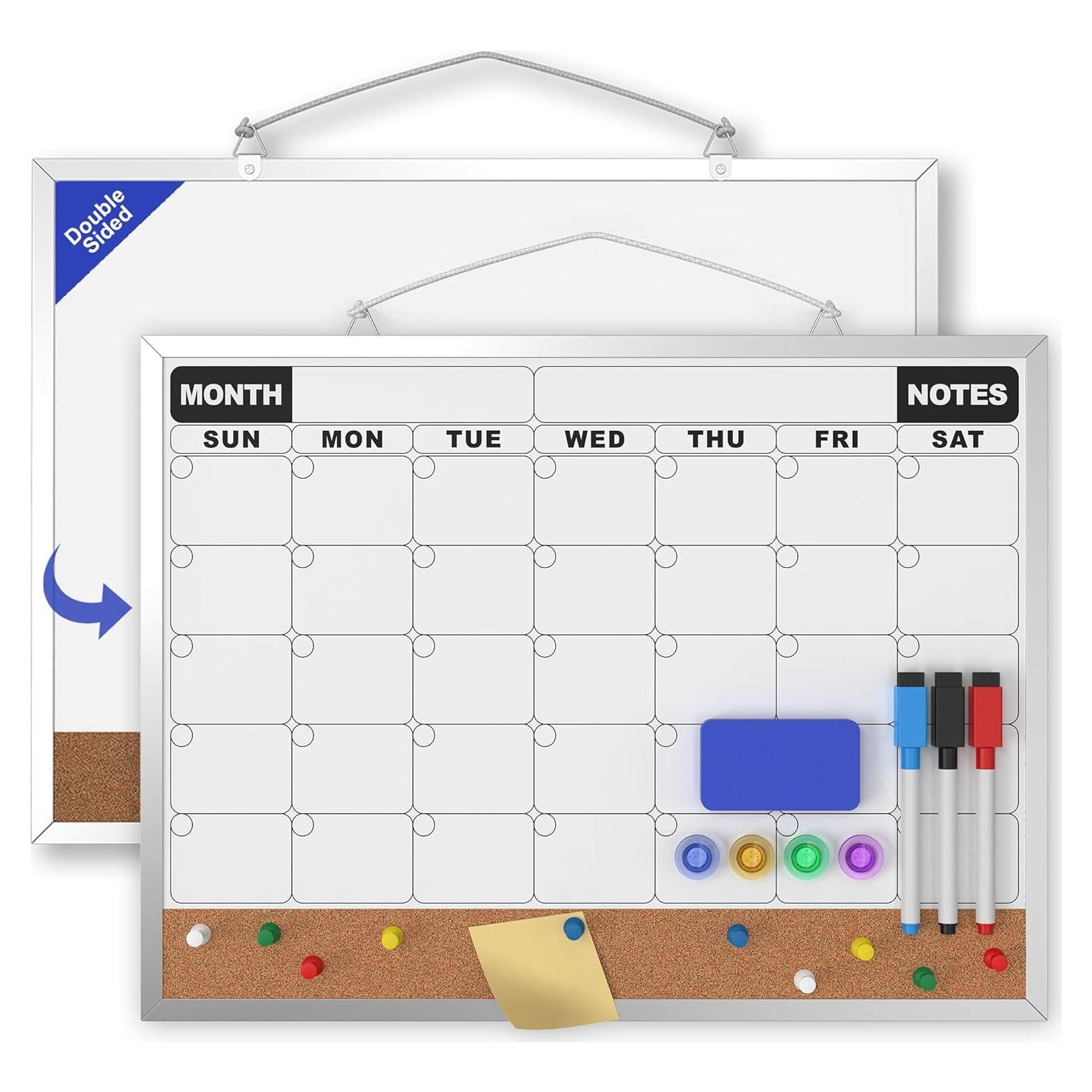 Calendario Mensual Tablero Borrado Seco HLF-ho 40x30 cm Doble Cara