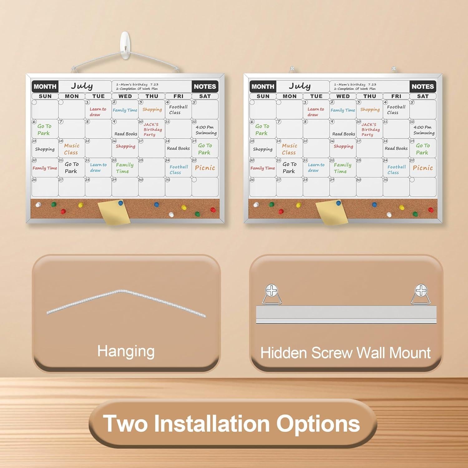 Calendario Mensual Tablero Borrado Seco HLF-ho 40x30 cm Doble Cara