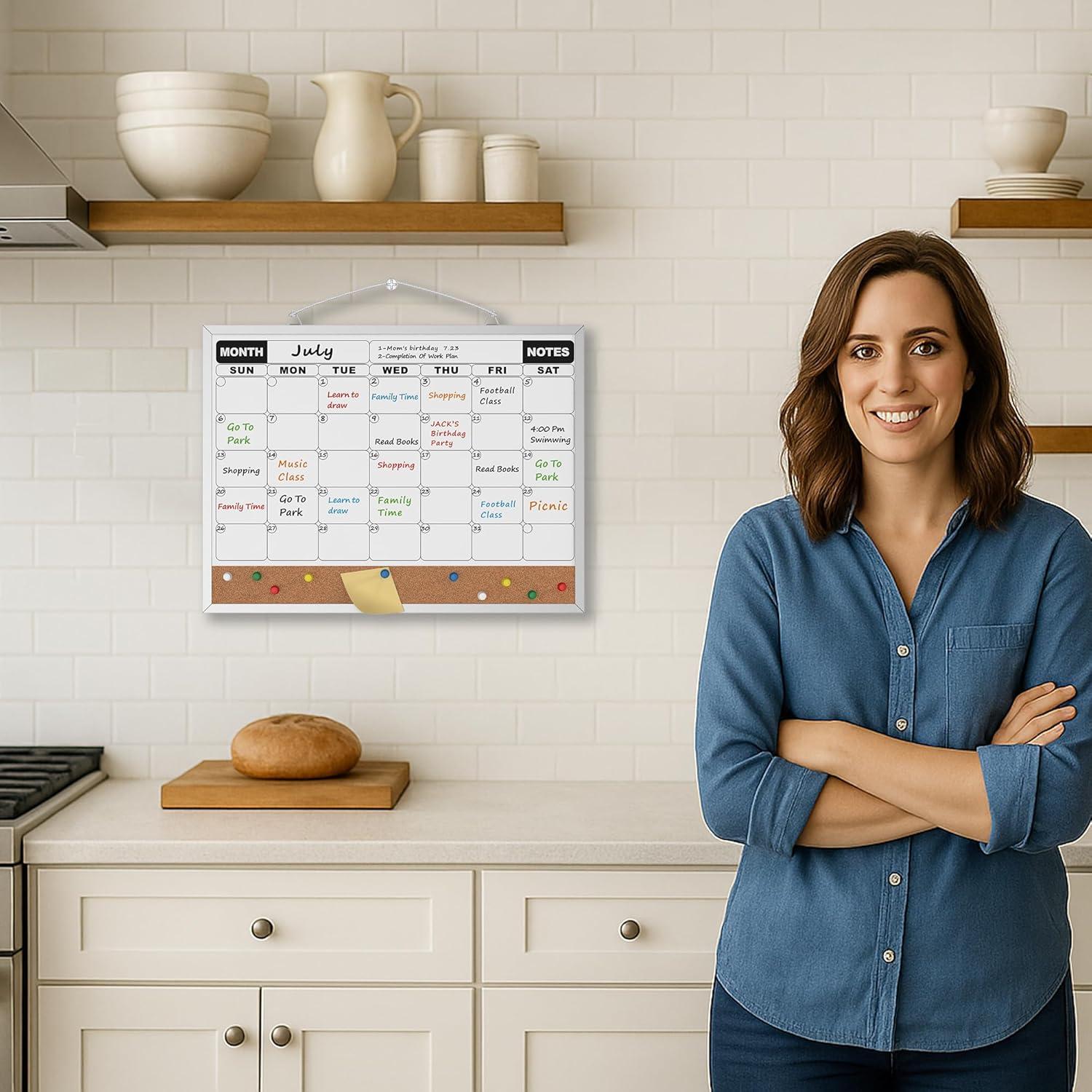 Calendario Mensual Tablero Borrado Seco HLF-ho 40x30 cm Doble Cara