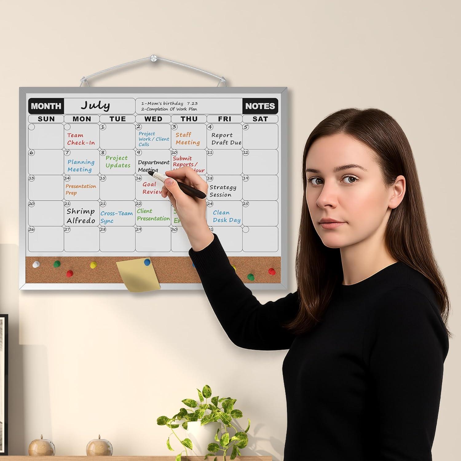 Calendario Mensual Tablero Borrado Seco HLF-ho 40x30 cm Doble Cara