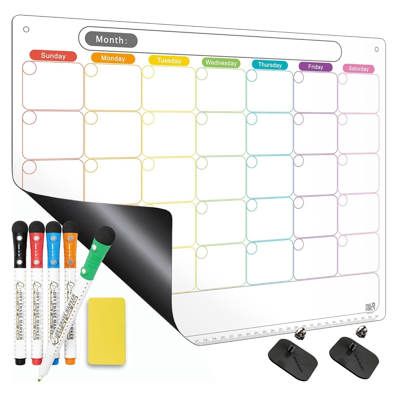 Calendario Magnético Mensual Mag-Fancy 43x33 cm con 5 Marcadores