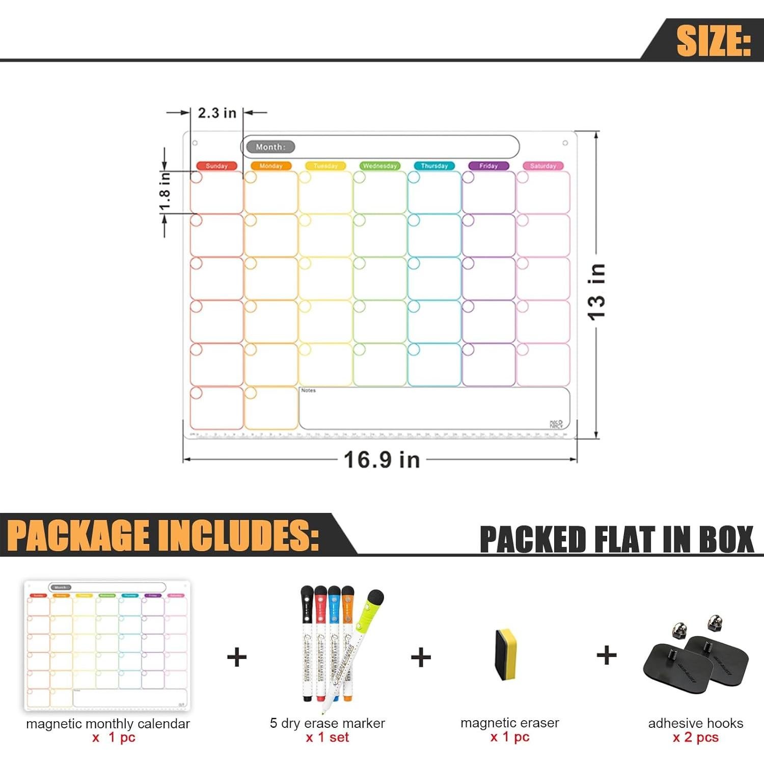 Calendario Magnético Mensual Mag-Fancy 43x33 cm con 5 Marcadores