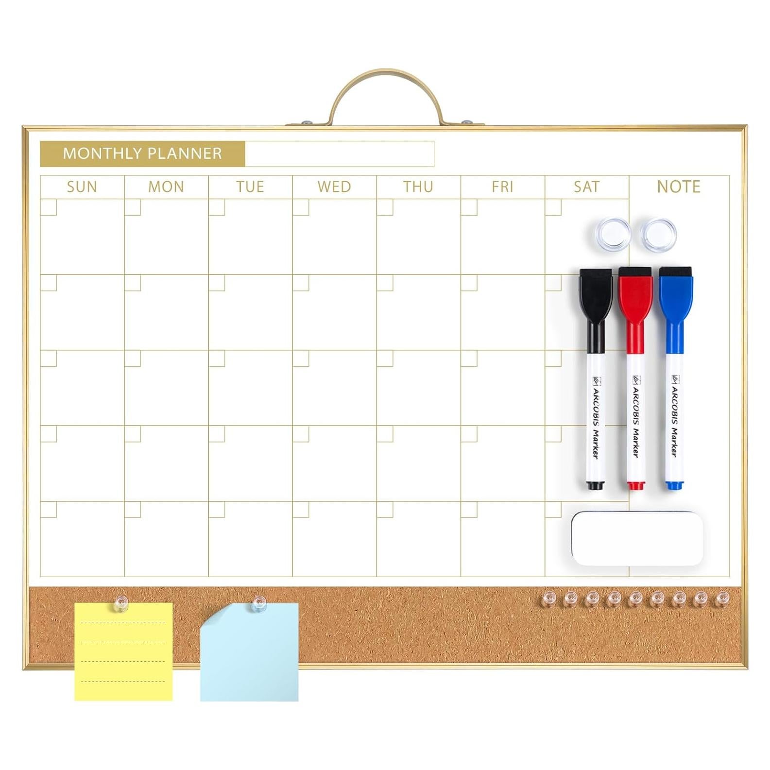 Calendario de Borrado en Seco ARCOBIS 30.48x40.64cm Doble Cara