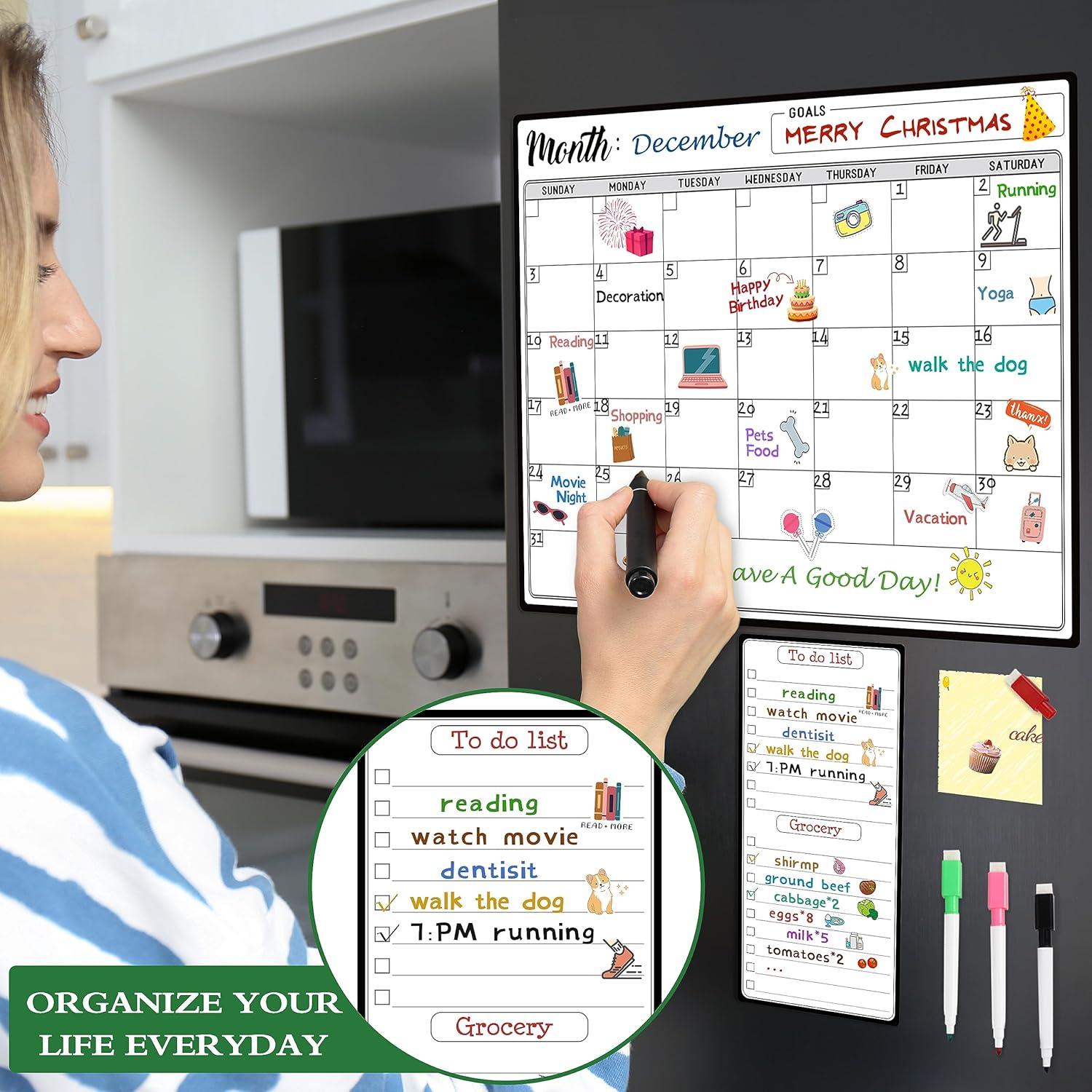 Calendario Magnético Borrable Lortarl 38x28 cm con 6 Marcadores