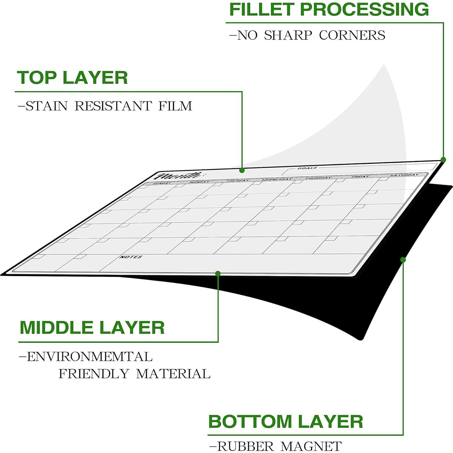 Calendario Magnético Borrable Lortarl 38x28 cm con 6 Marcadores
