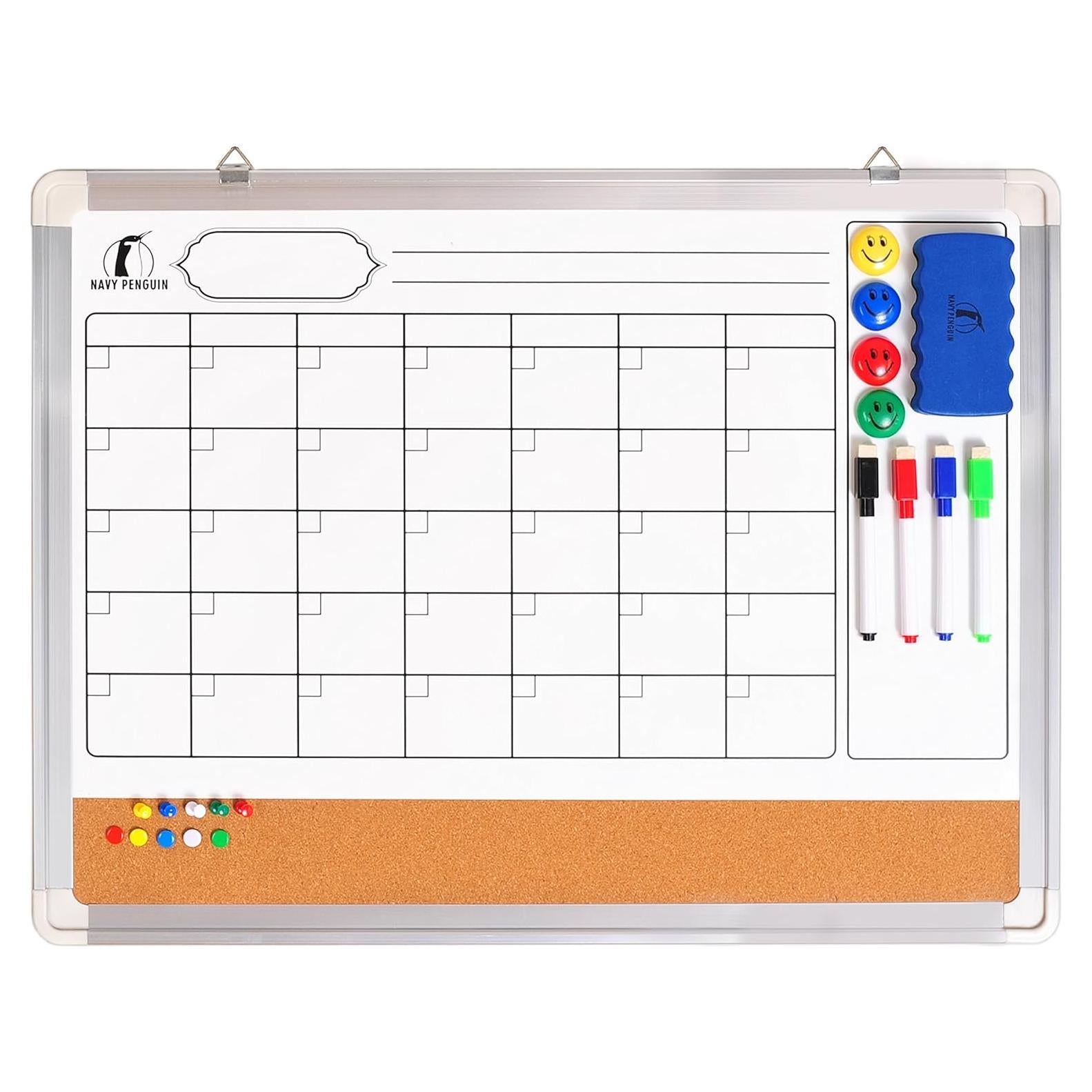 Calendario de Pizarra Blanca Magnético Navy Penguin 61x46 cm