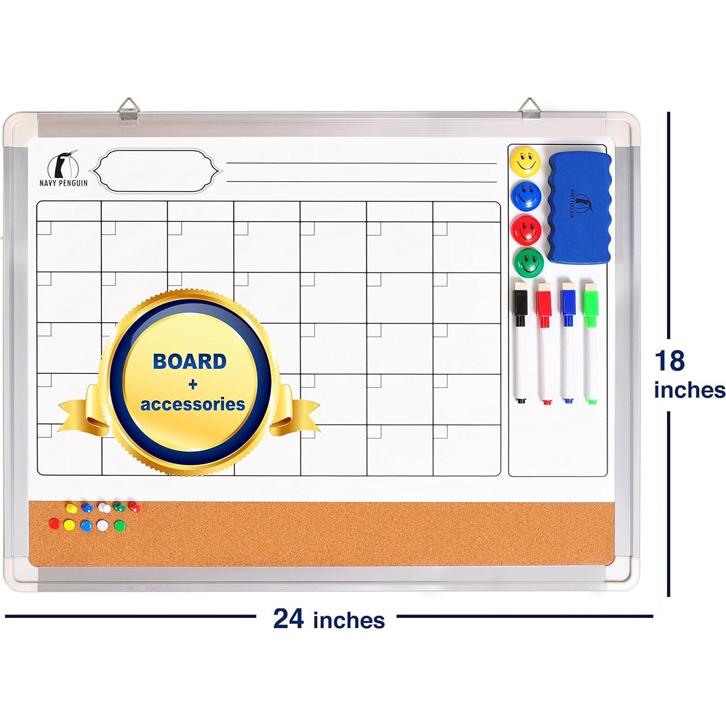 Calendario de Pizarra Blanca Magnético Navy Penguin 61x46 cm