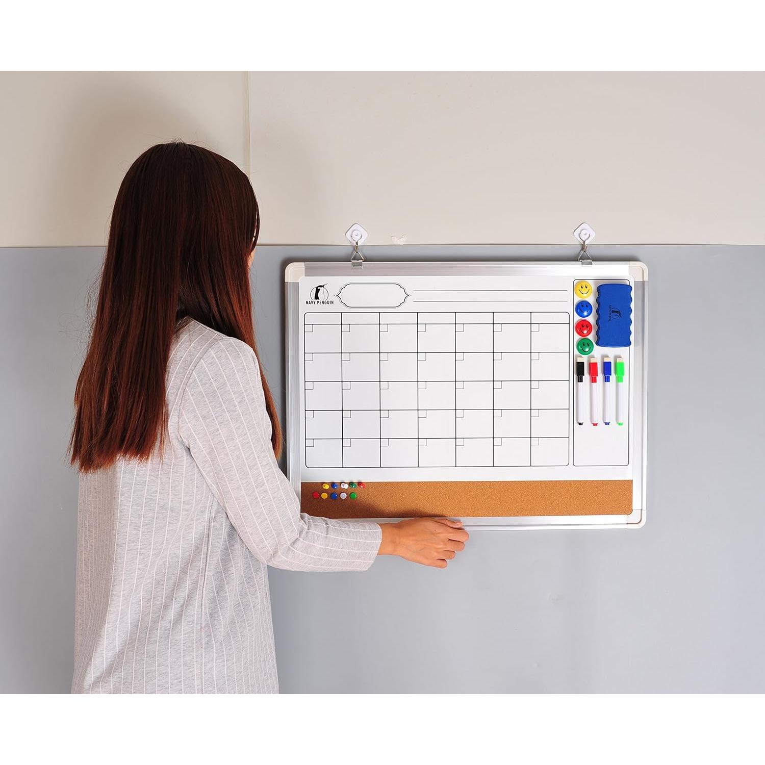 Calendario de Pizarra Blanca Magnético Navy Penguin 61x46 cm