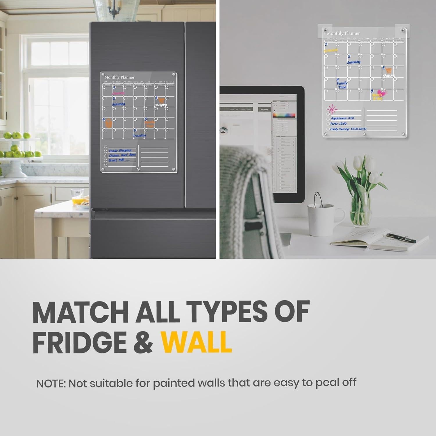 Calendario Magnético Acrílico IDEATECH 30x40cm Borrable 2026