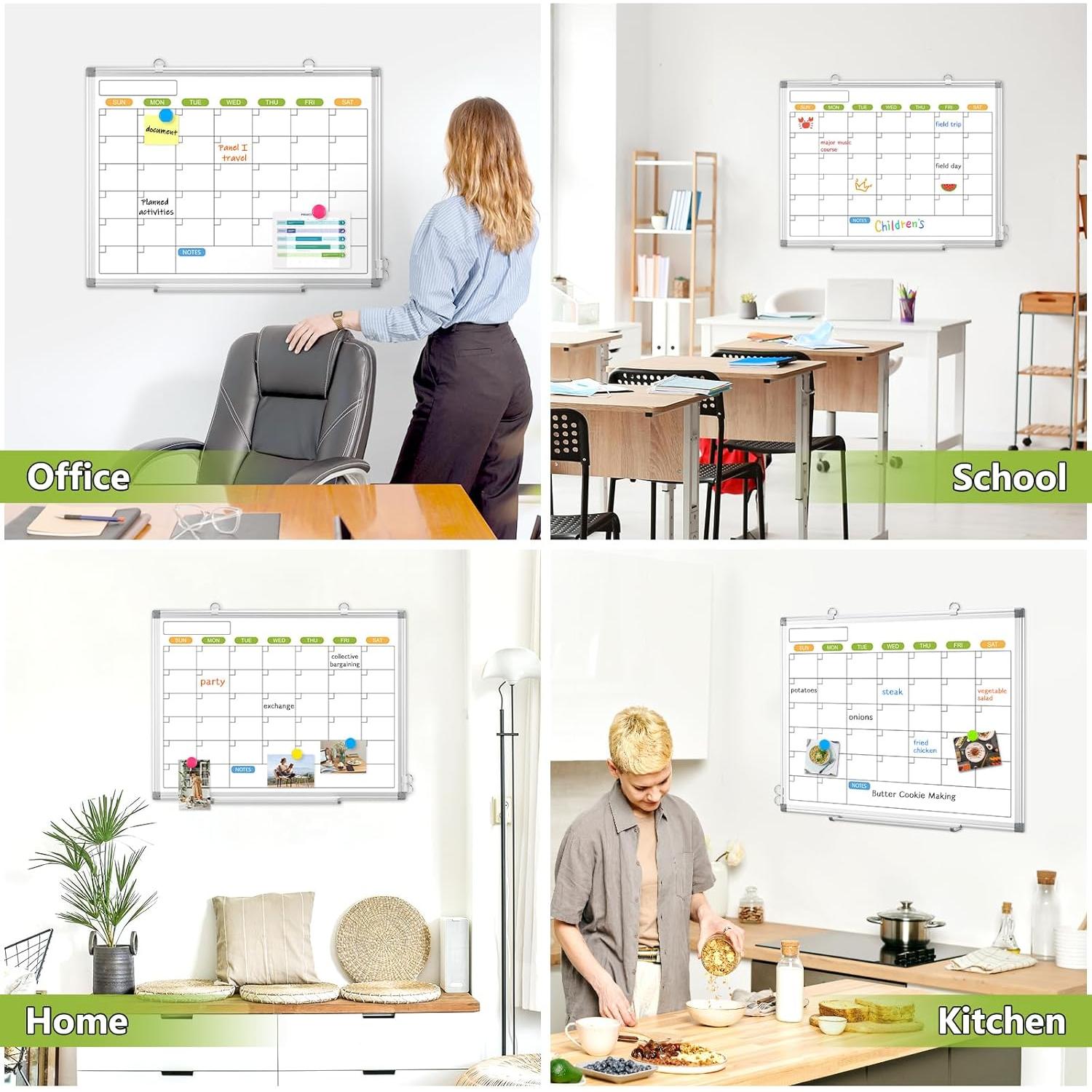 Calendario Mensual Pizarra Borrable Doble Cara AMUSIGHT 91x61cm