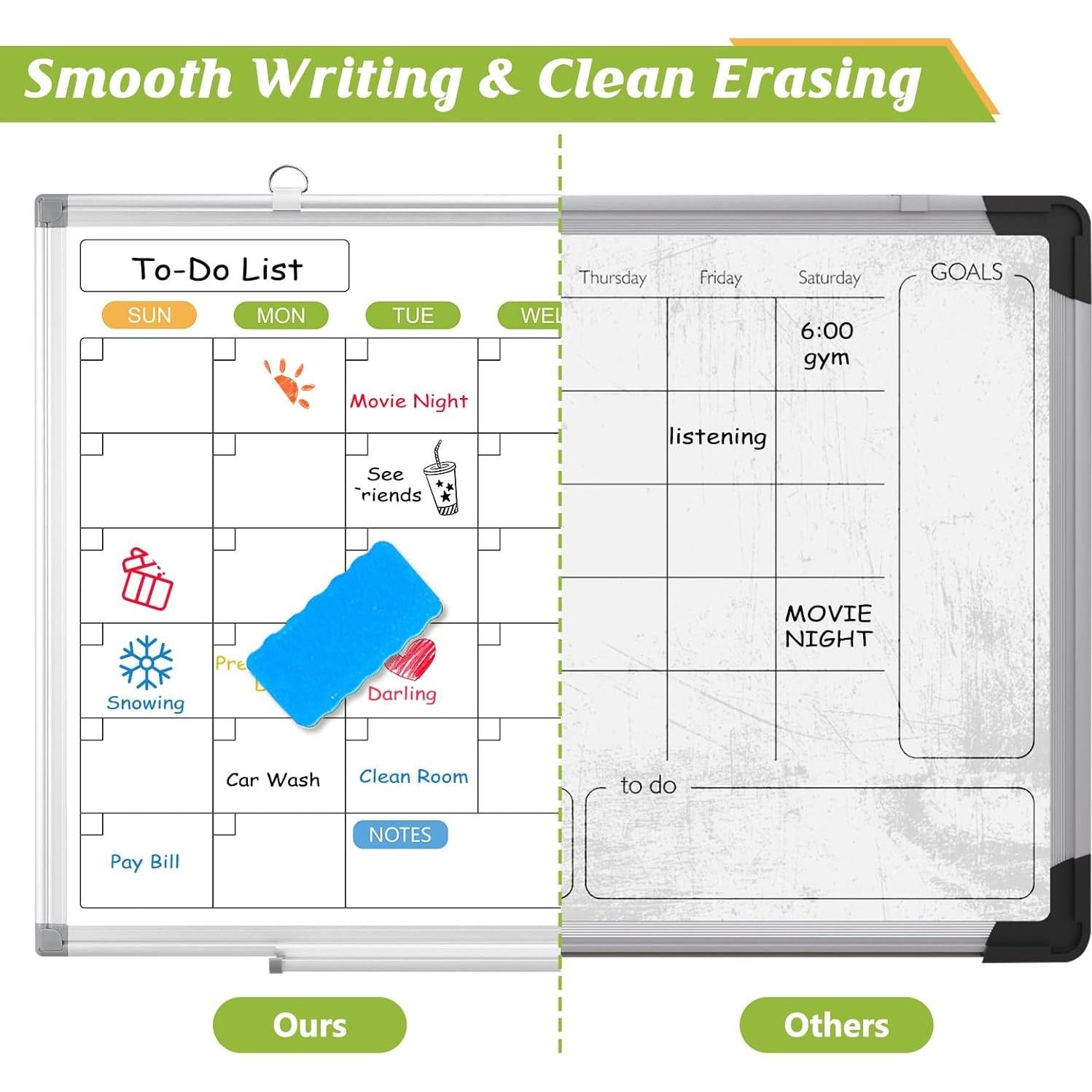 Calendario Mensual Pizarra Borrable Doble Cara AMUSIGHT 91x61cm