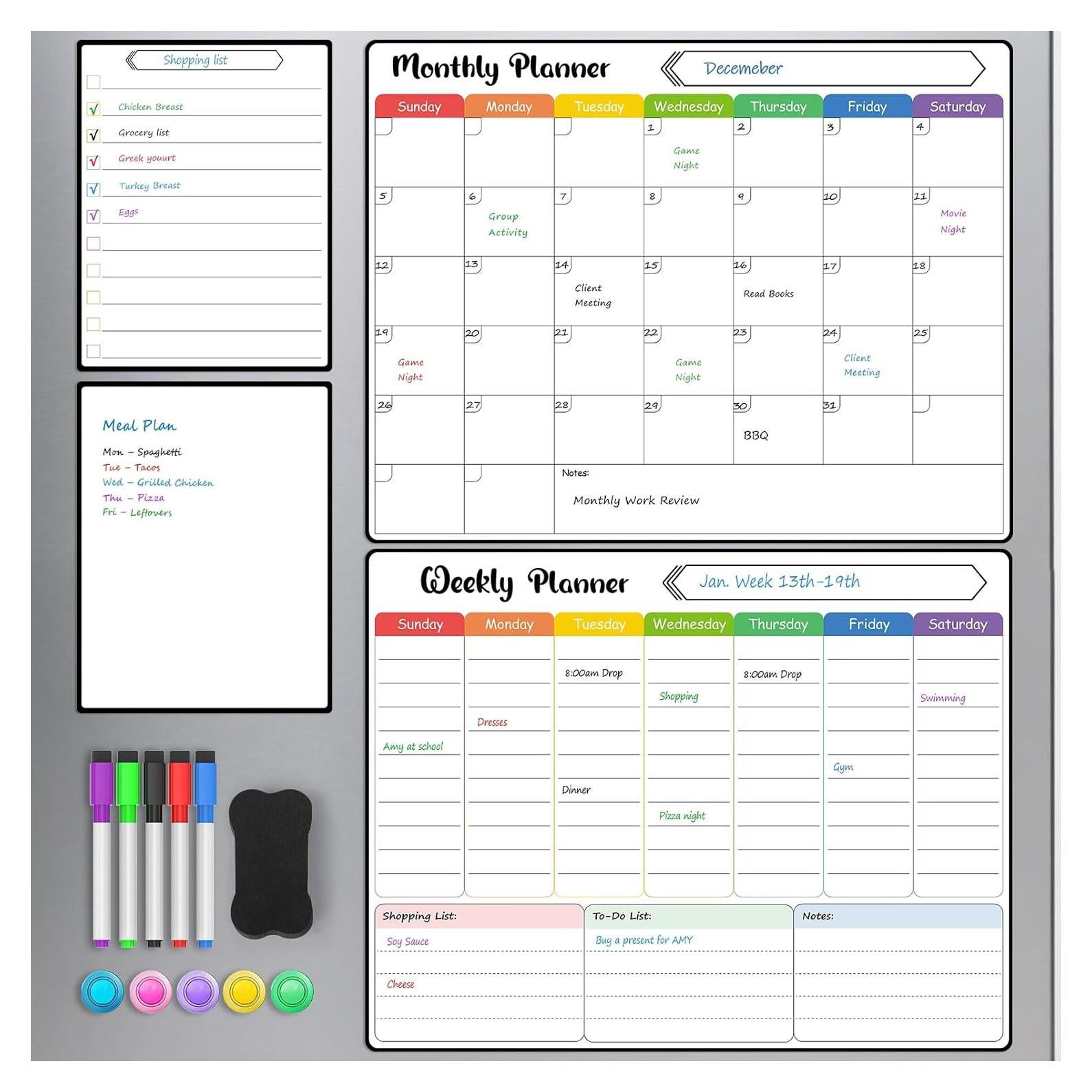 Calendario Magnético para Refrigerador MaxGear 4 Paquetes 38x29 cm