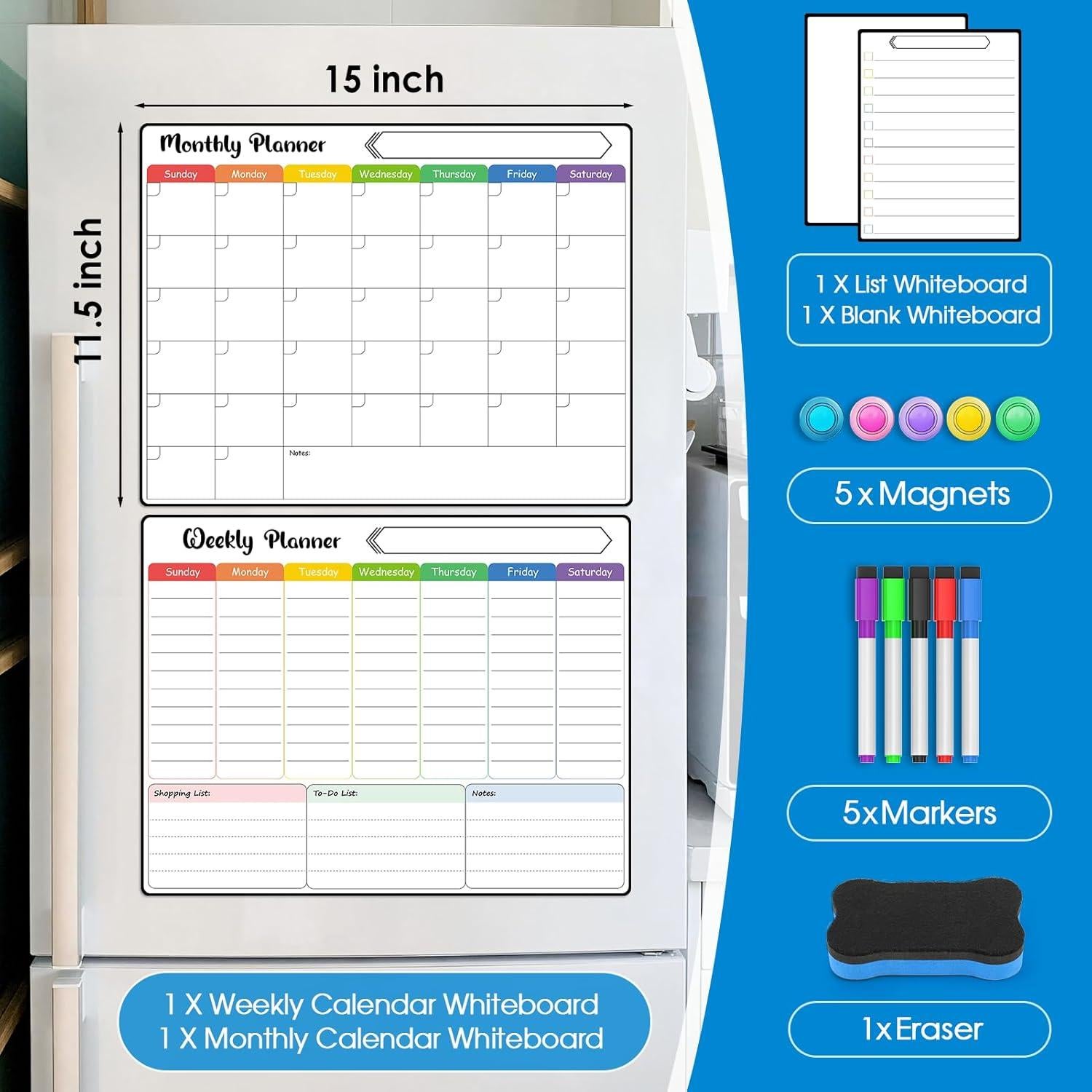 Calendario Magnético para Refrigerador MaxGear 4 Paquetes 38x29 cm