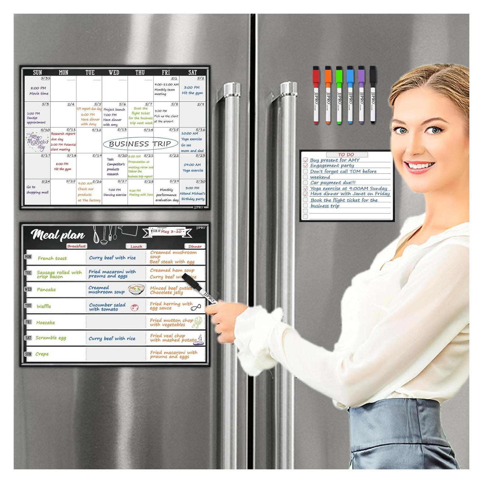 Calendario Mensual y Planificador de Comidas JJPRO Magnético 36.83x27.94cm
