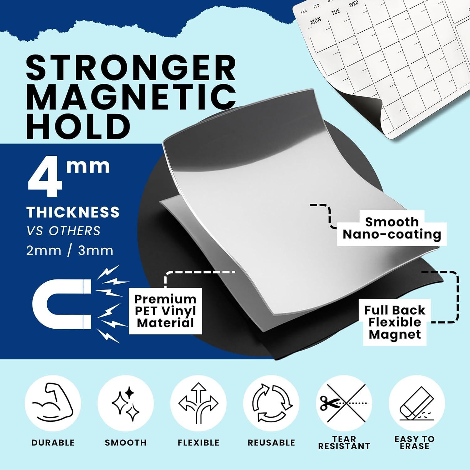 Calendario Magnético POBE para Nevera - 3 Tableros de Planificación