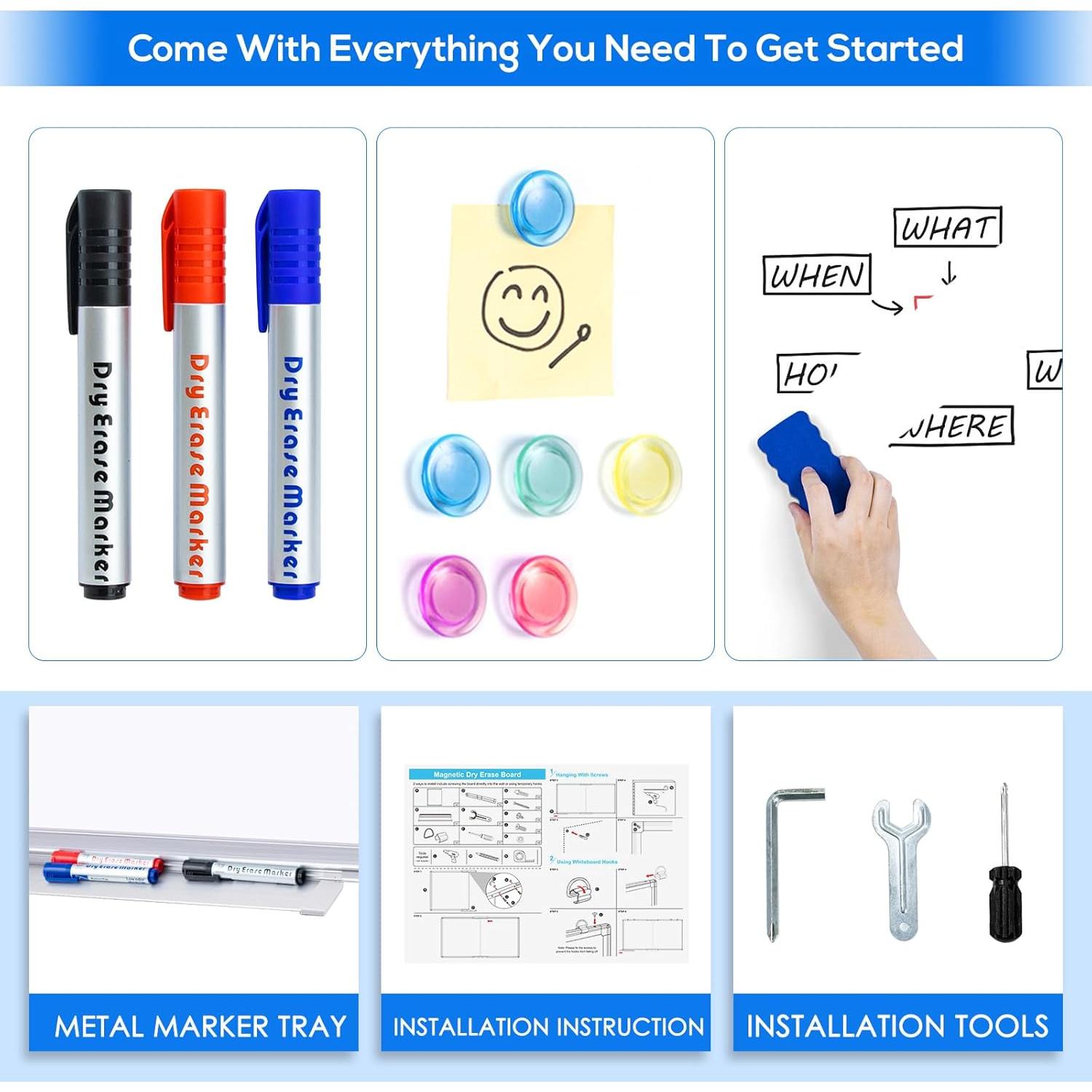 Pizarra Blanca Magnética 96x122 cm Maxtek con Bandeja