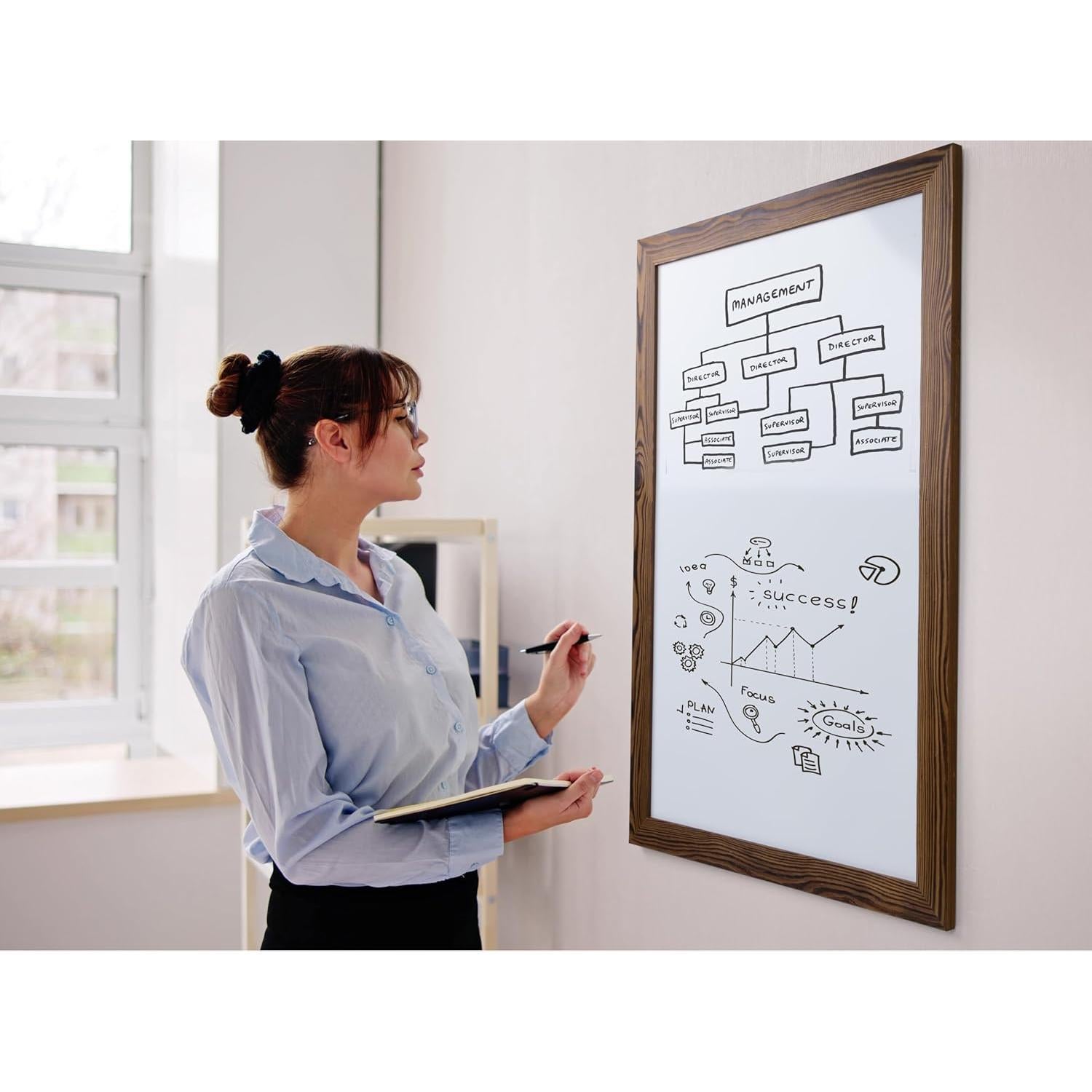 Pizarra Blanca Magnética 61x91 cm Better Office Madera Rústica