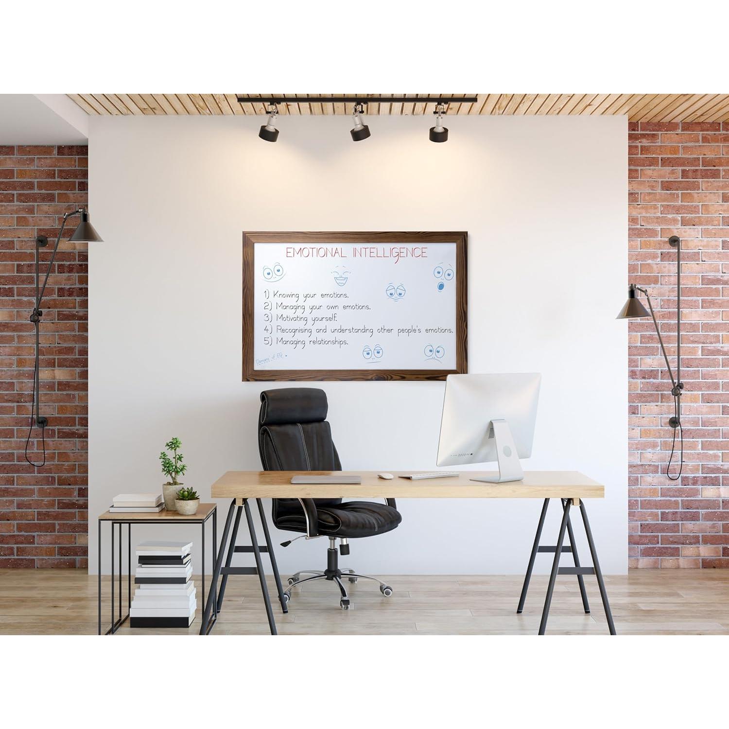 Pizarra Blanca Magnética 61x91 cm Better Office Madera Rústica