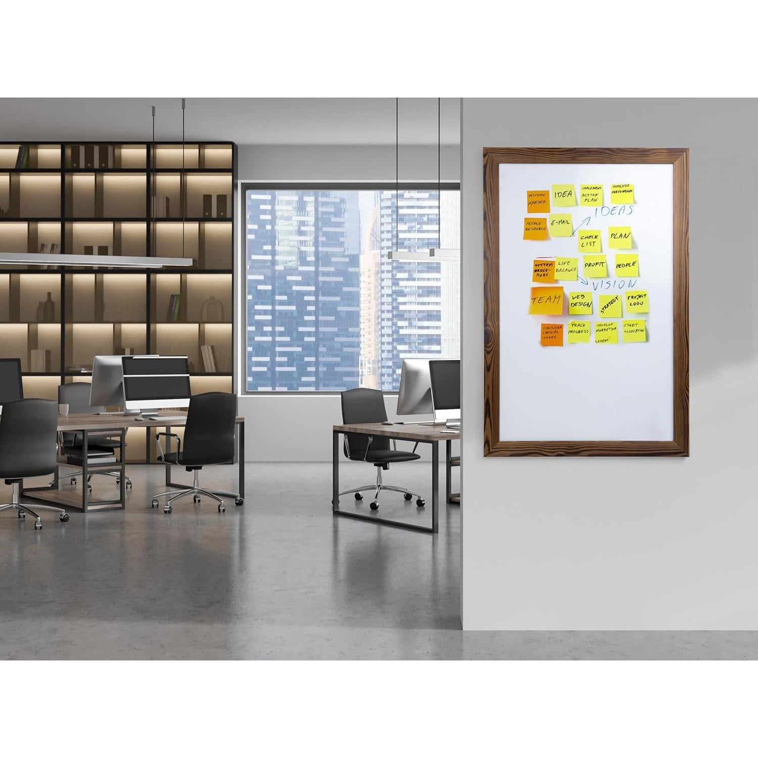 Pizarra Blanca Magnética 61x91 cm Better Office Madera Rústica