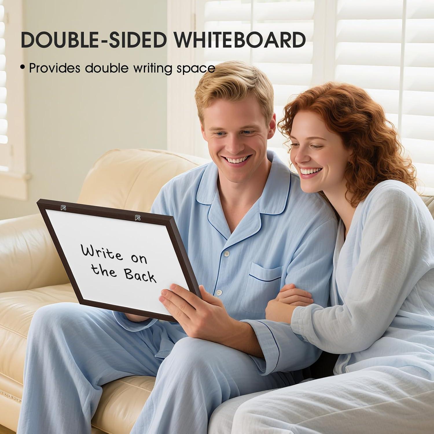 Pizarra Blanca Doble Cara MaxGear 35x27.9cm con Marco de Madera