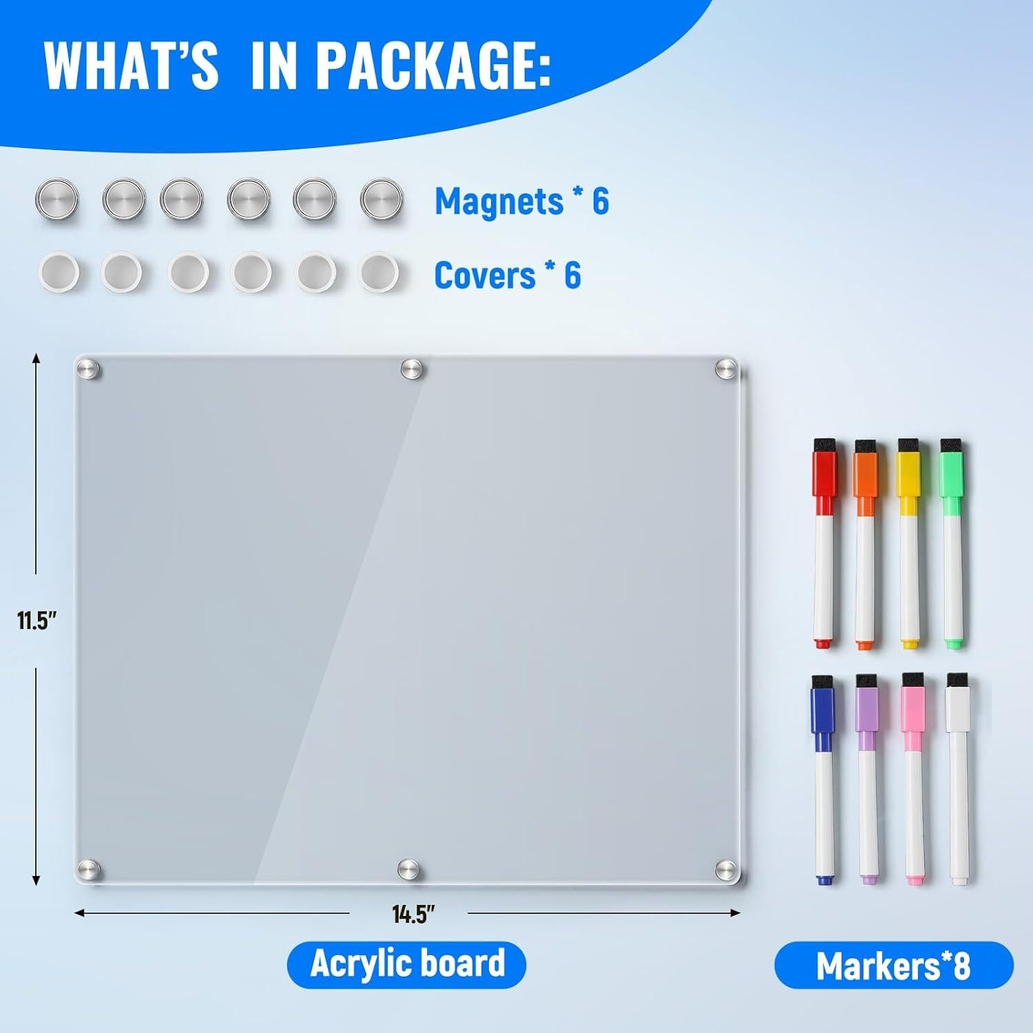 Pizarra Blanca Magnética Acrílica LANDNEOO 36.83 x 29.21 cm