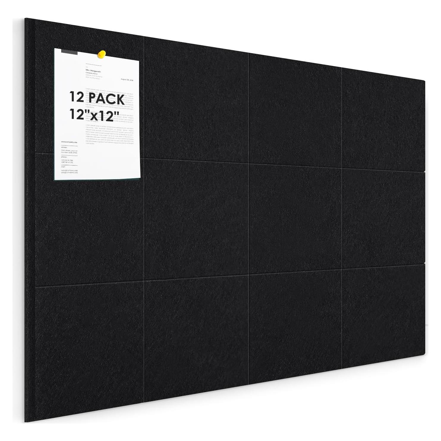Tablero de Corcho PATTENGO 121.92x91.44cm Paquete de 12 Negro