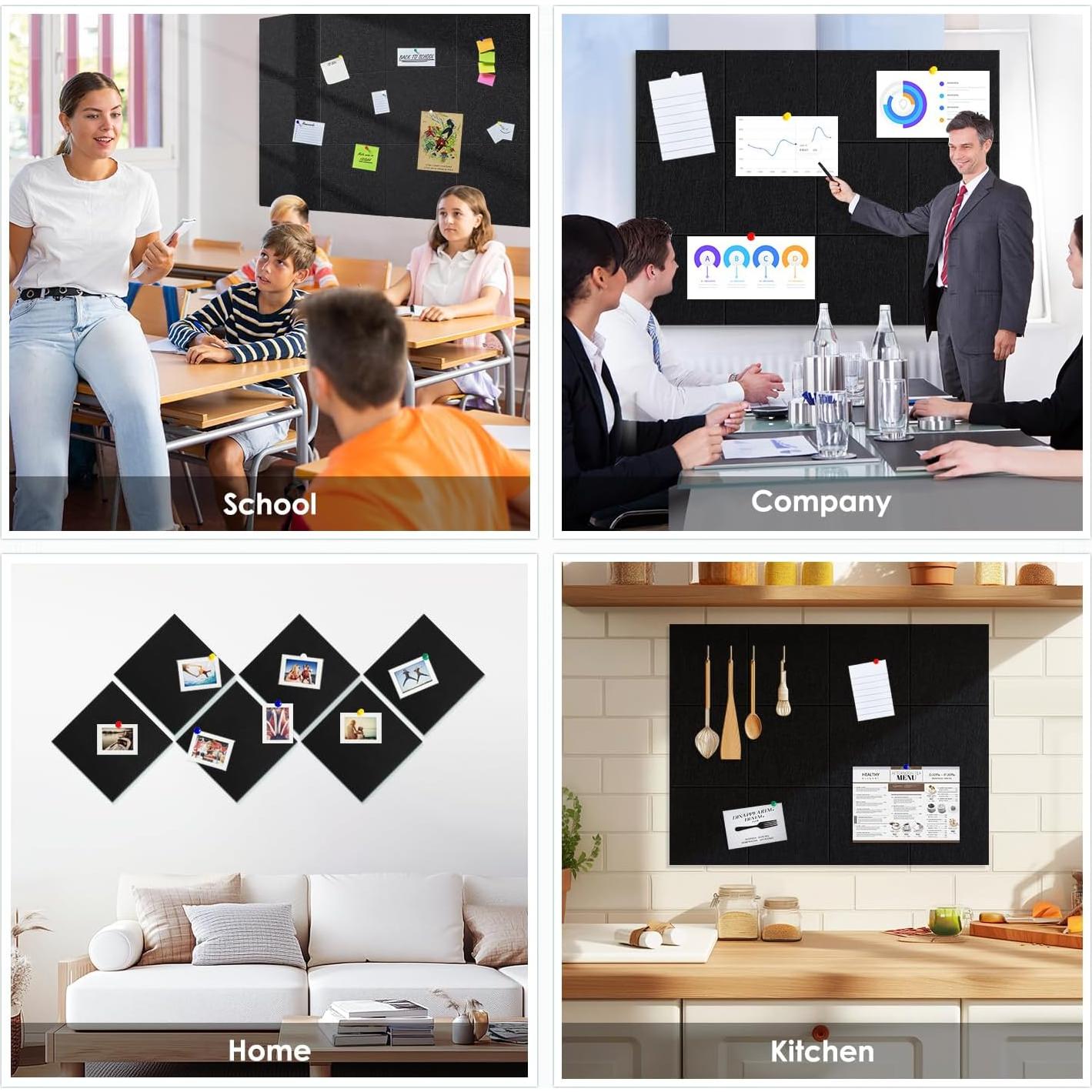 Tablero de Corcho PATTENGO 121.92x91.44cm Paquete de 12 Negro