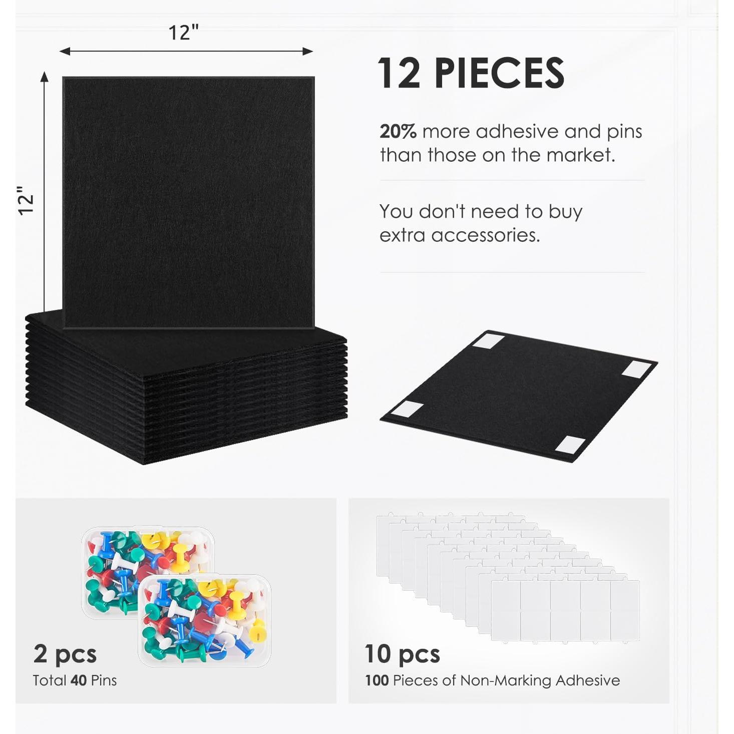 Tablero de Corcho PATTENGO 121.92x91.44cm Paquete de 12 Negro