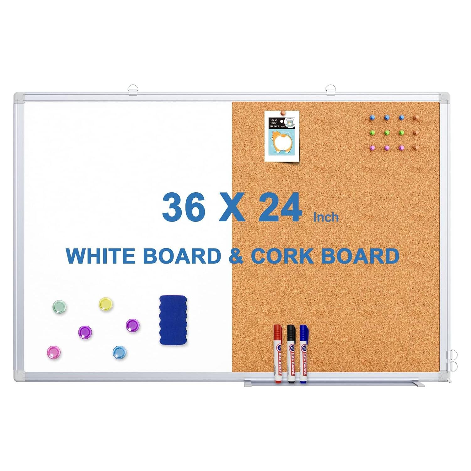 Tablero Blanco Magnético y Corcho TRIPOLLO 91x61 cm