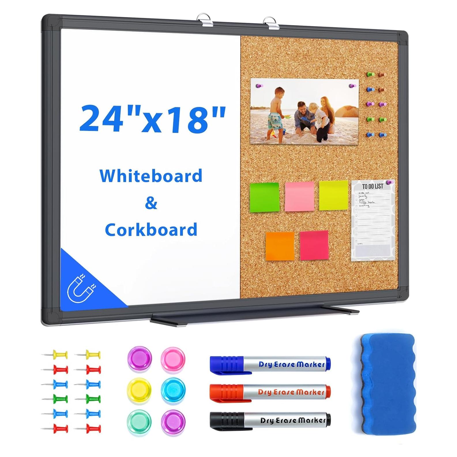 Tablero Combinado Maxtek 60x45 cm Blanco y Corcho Magnético