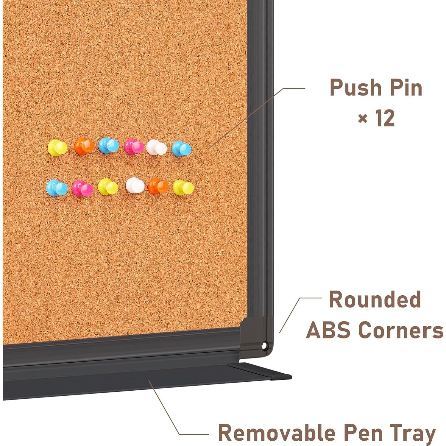 Tablero Combinado Maxtek 60x45 cm Blanco y Corcho Magnético