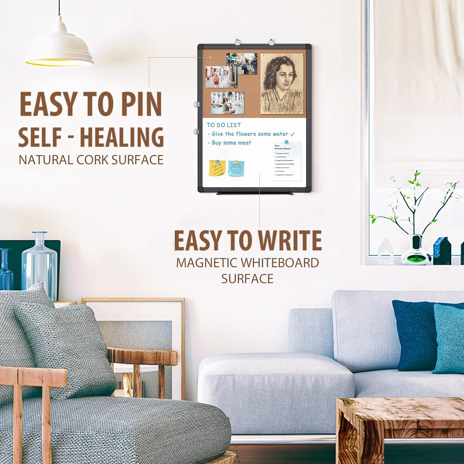 Tablero Combinado Maxtek 60x45 cm Blanco y Corcho Magnético