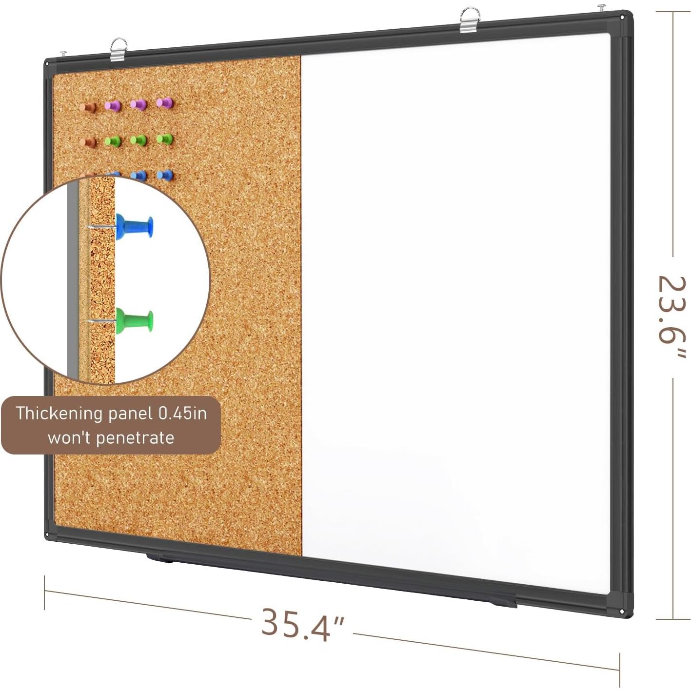 Tablero Combinado Maxtek 60x45 cm Blanco y Corcho Magnético