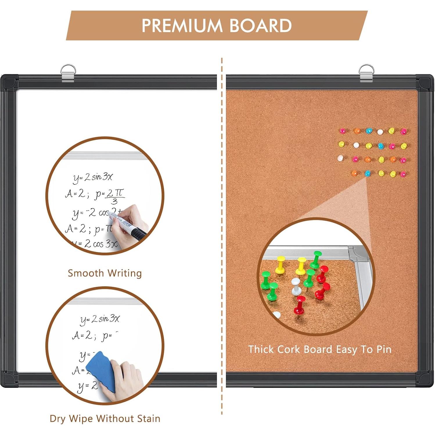 Tablero Combinado Maxtek 60x45 cm Blanco y Corcho Magnético