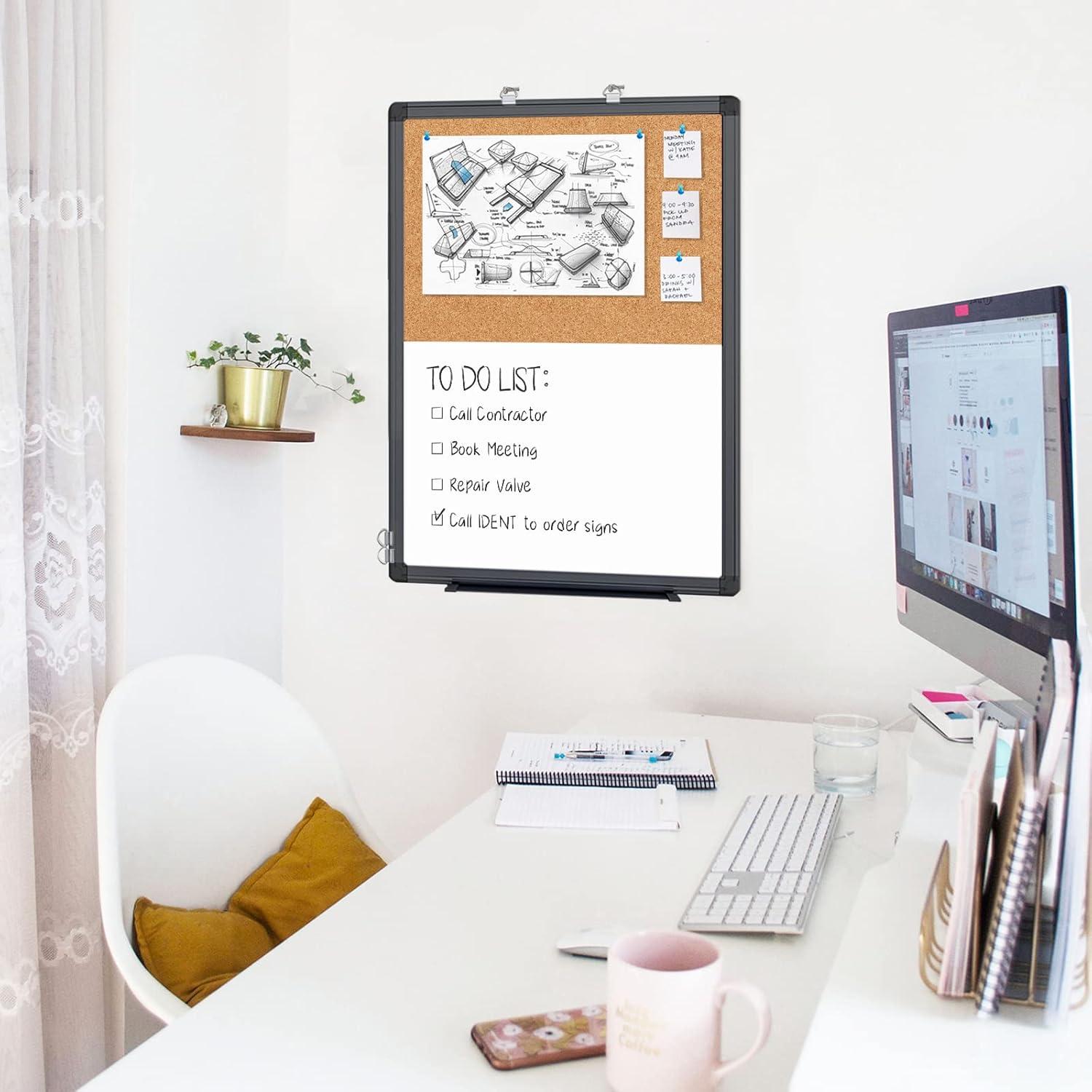 Tablero Combinado Maxtek 60x45 cm Blanco y Corcho Magnético