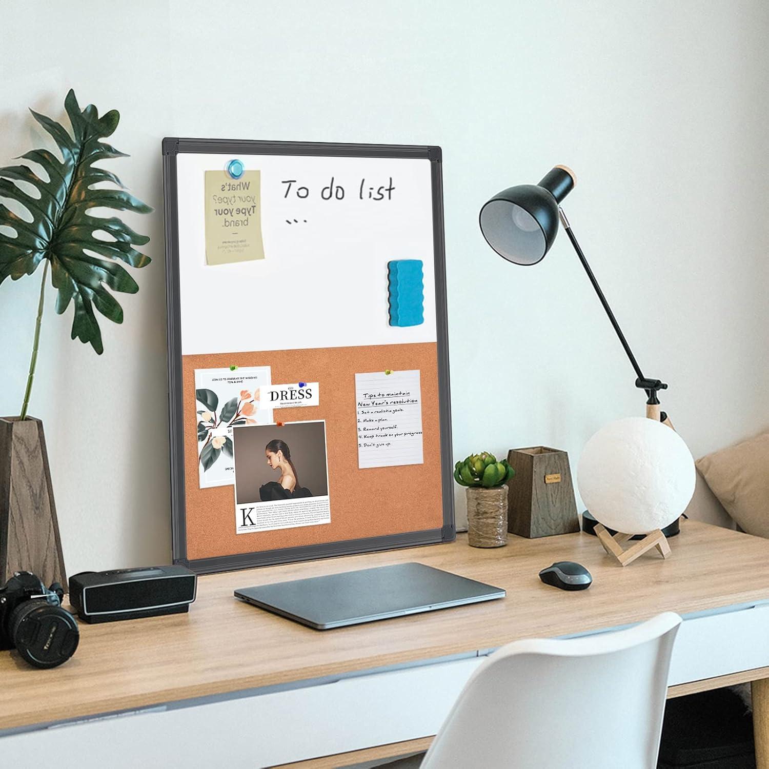 Tablero Combinado Maxtek 60x45 cm Blanco y Corcho Magnético