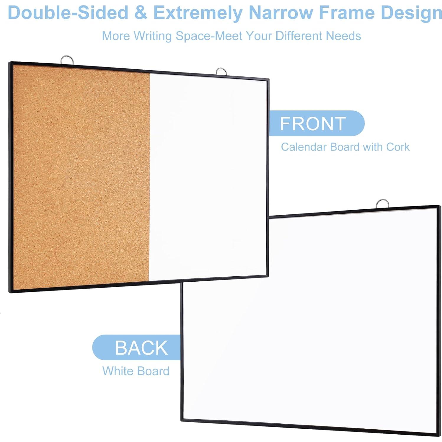 Tablero de Corcho y Pizarra Blanca ARCOBIS 30x40cm Doble Cara