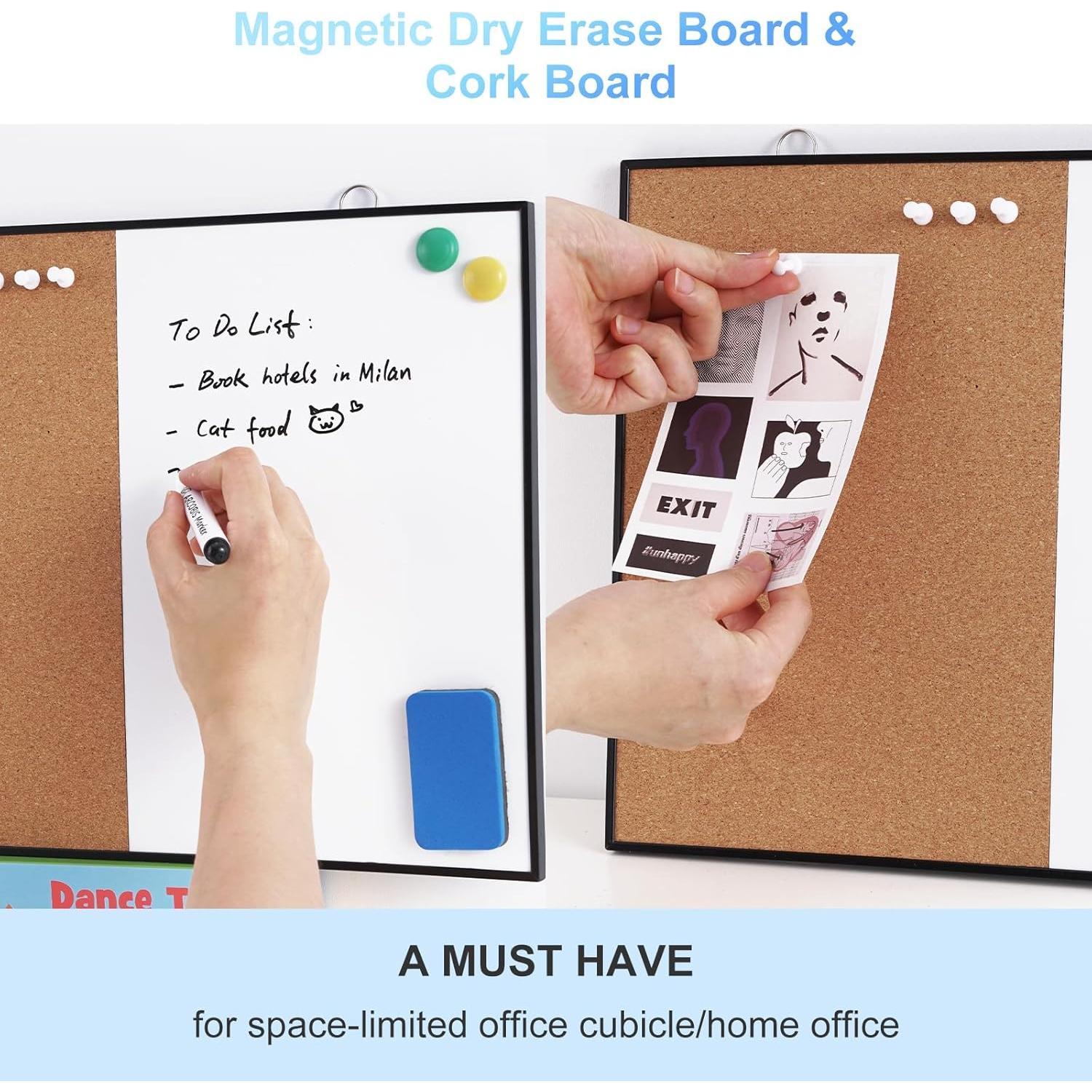 Tablero de Corcho y Pizarra Blanca ARCOBIS 30x40cm Doble Cara