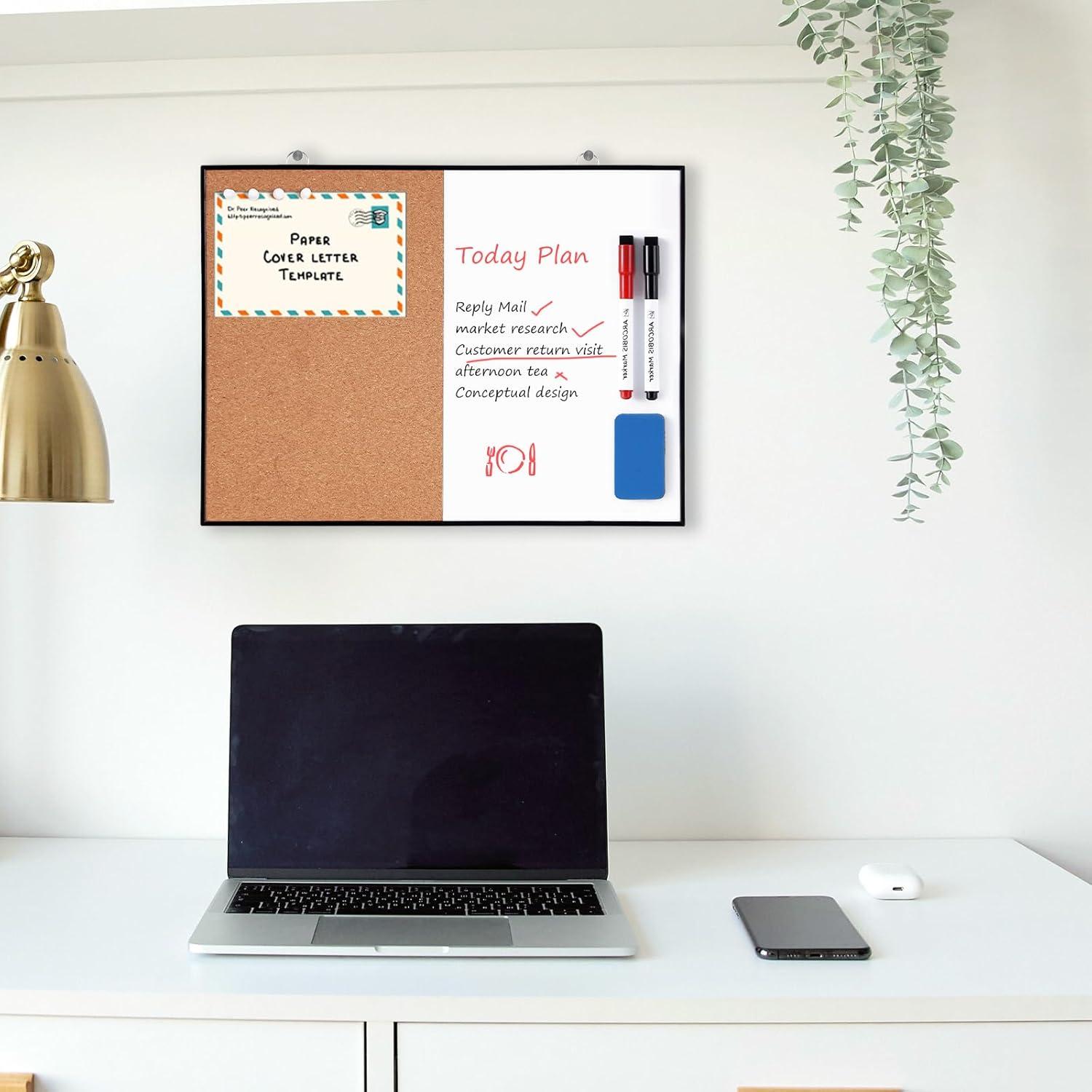 Tablero de Corcho y Pizarra Blanca ARCOBIS 30x40cm Doble Cara